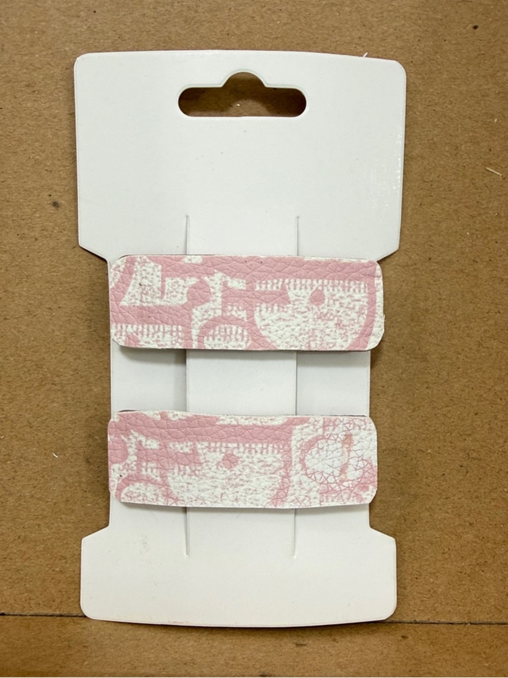 Dior upcycled Pink Patterned Hair Clips - Set of 2 authentic Y2K satchel used
